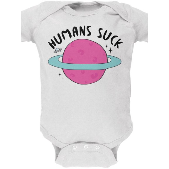 Halloween Humans Suck Black Text Soft Baby One Piece White 3 Month