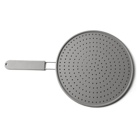 

linyes Splash Guard Silicone Heat-resisting w/Handle Cover Sieve Frying Pan 28cm Dia