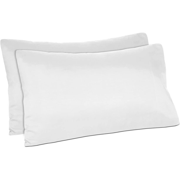 BLC White Pillowcases Pack Of 2 Standard Size 1800 Thread Count Brushed Microfiber Ultra Soft