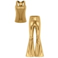 thumbnail image 3 of Alvivi Women's Disco Dance Outfits Metallic Racerback Tank Top with Flare Leg Pants Sets Gold S, 3 of 7