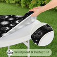 thumbnail image 5 of Black White Sun Moon Face Star Pattern Round Fitted Tablecloth with Elastic Edge,Dining Table Cover Waterproof,Outdoor Round Tablecloth for Camping,Dining,Indoor and Outdoor, 5 of 7
