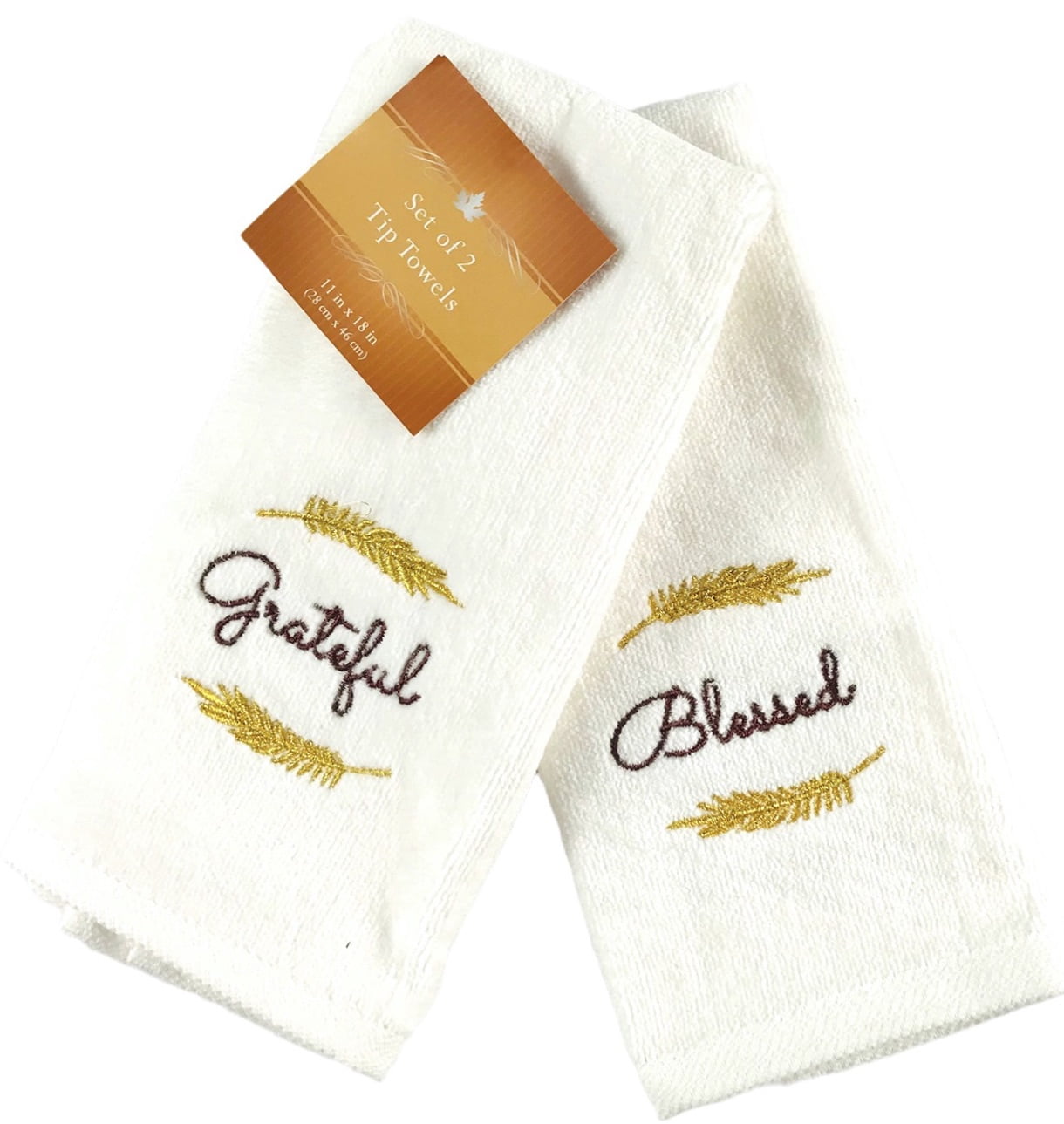 Decorative Fall Thanksgiving Fingertip Towels Embroidered Grateful and