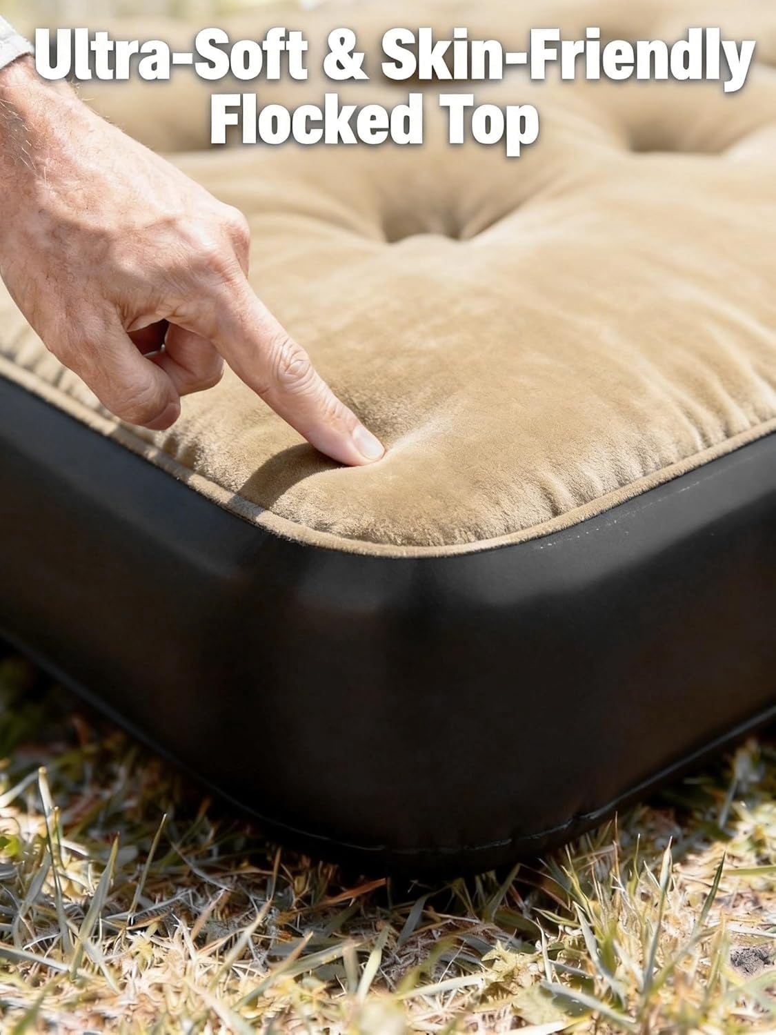 Umbrauto Truck Air Mattress for 6-6.5ft Full Size Truck Bed, Rechargeable Wireless Pump, Upgraded Peach Skin Fabric Top, Pickup Tent Airbed for Outdoor Travel(Black)