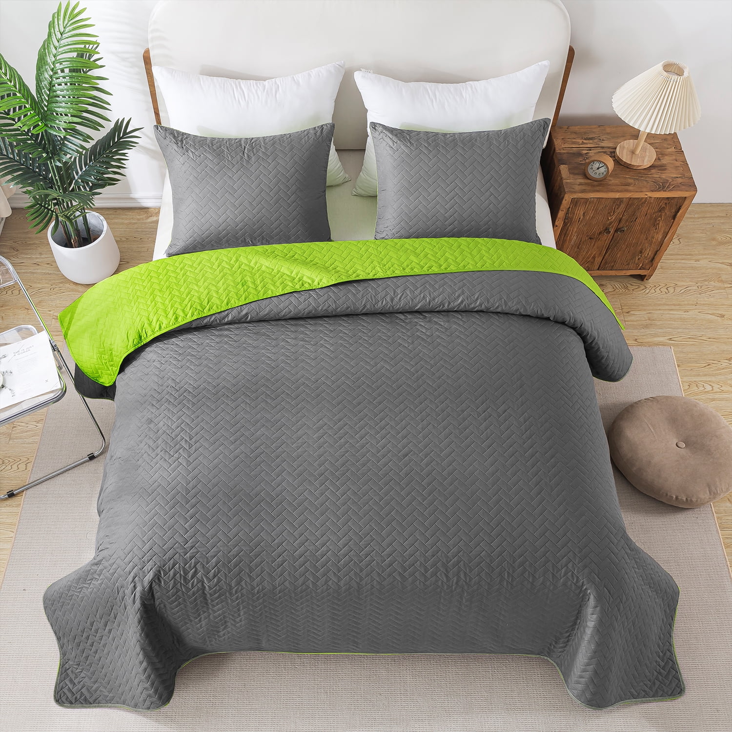 JML 3 Piece Quilt Set Queen Size,Soft Microfiber Lightweight Coverlet