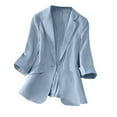 thumbnail image 3 of Veste de Complet Décontractée pour Femmes avec Col à Revers et devant Boutonné, Mélange Léger Polyester-Spandex, Longueur Régulière, Noir, P, 3 of 8