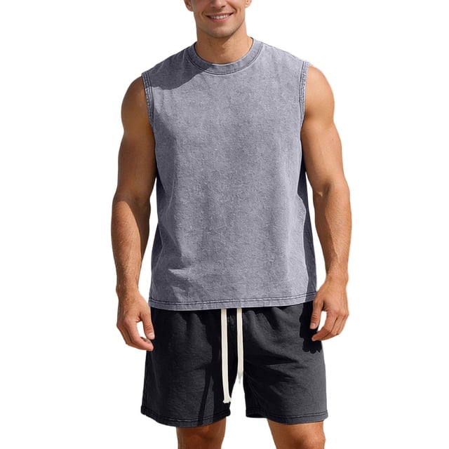 Men's Suit Set for Spring Summer Lightweight Breathable Vest and Relaxed Shorts Ensemble for Casual Daily Wear
