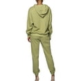 thumbnail image 3 of DYMADE Women Waffled Young Style Hooded Long Sleeved Top And Trousers Two-piece Suit, 3 of 4