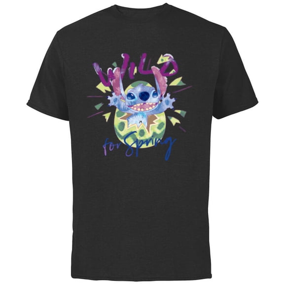 Disney Lilo & Stitch Wild for Spring Easter - Short Sleeve Cotton T-Shirt for Adults - Customized-Black