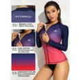 thumbnail image 5 of Alove Women Long Sleeve Zipper Gradient Rash Guard Plus Size Swimwear Crew Neck Swimsuit UPF 50+ S-3X, 5 of 8