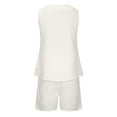 thumbnail image 5 of Idoravan Women Sets Clothing Clearance Women Casual Summer V Neck Solid Sleeveless Tops and Shorts Two Pieces Set Suit, 5 of 8