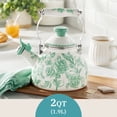 thumbnail image 3 of The Pioneer Woman Agatha Enamel on Steel 2.0-Quart Whistling Tea Kettle Pot, Green, 3 of 24