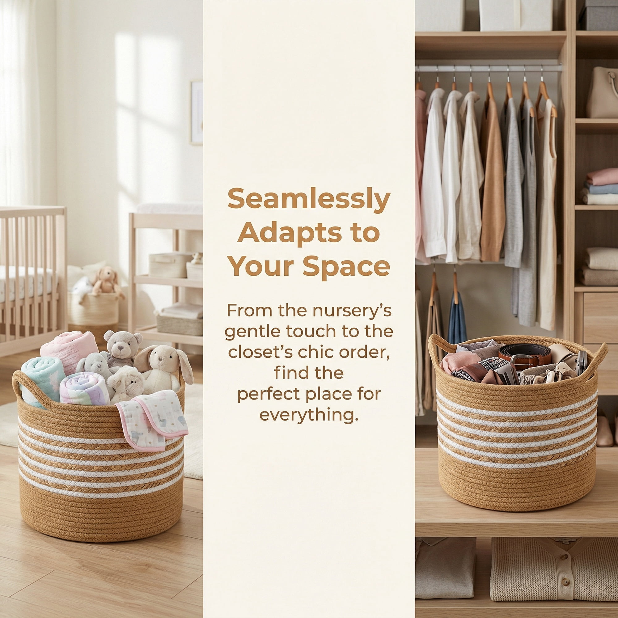 Unique Bargains Multiple Use Woven Storage Bin for Home Light Brown 13.8*13.8*10.6in