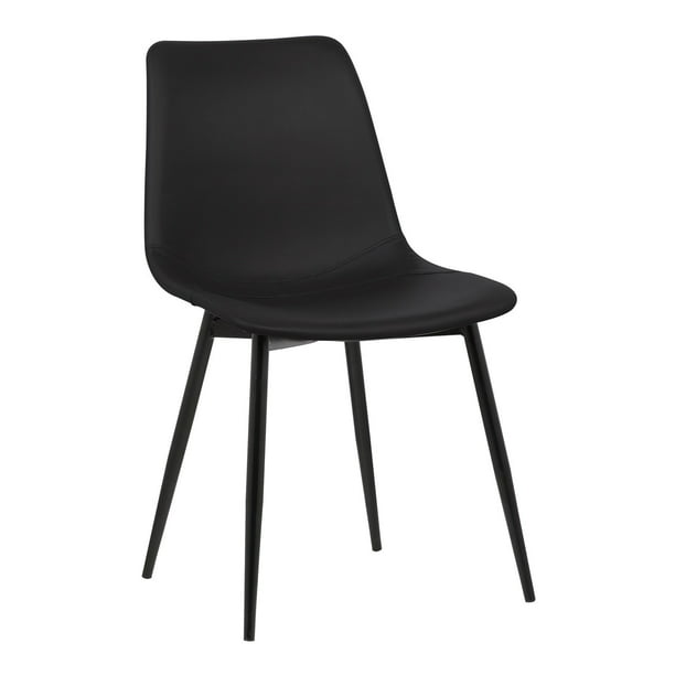 Armen Living Monte Contemporary Dining, Black Faux Leather Dining Chairs