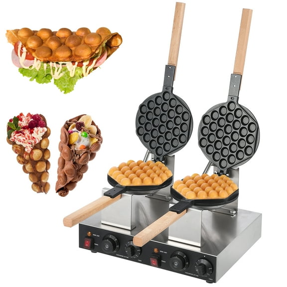 Garvee Electric Bubble Waffle Maker, 2800W Round Waffle Iron Bubble Waffle Maker Non-Stick Egg Machine for Home and Commercial Use, Double