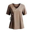 thumbnail image 6 of BUIGTTKLOP Blouse for Women Dressy Casual Summer V Neck Button down Cotton Linen Shirts Tie Front Short Sleeve Beach Vacation Tops, 6 of 8
