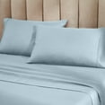 thumbnail image 6 of Superior Solid 1200-Thread Count Cotton Blend Sheet Set, Full, Light Blue, 6 of 6