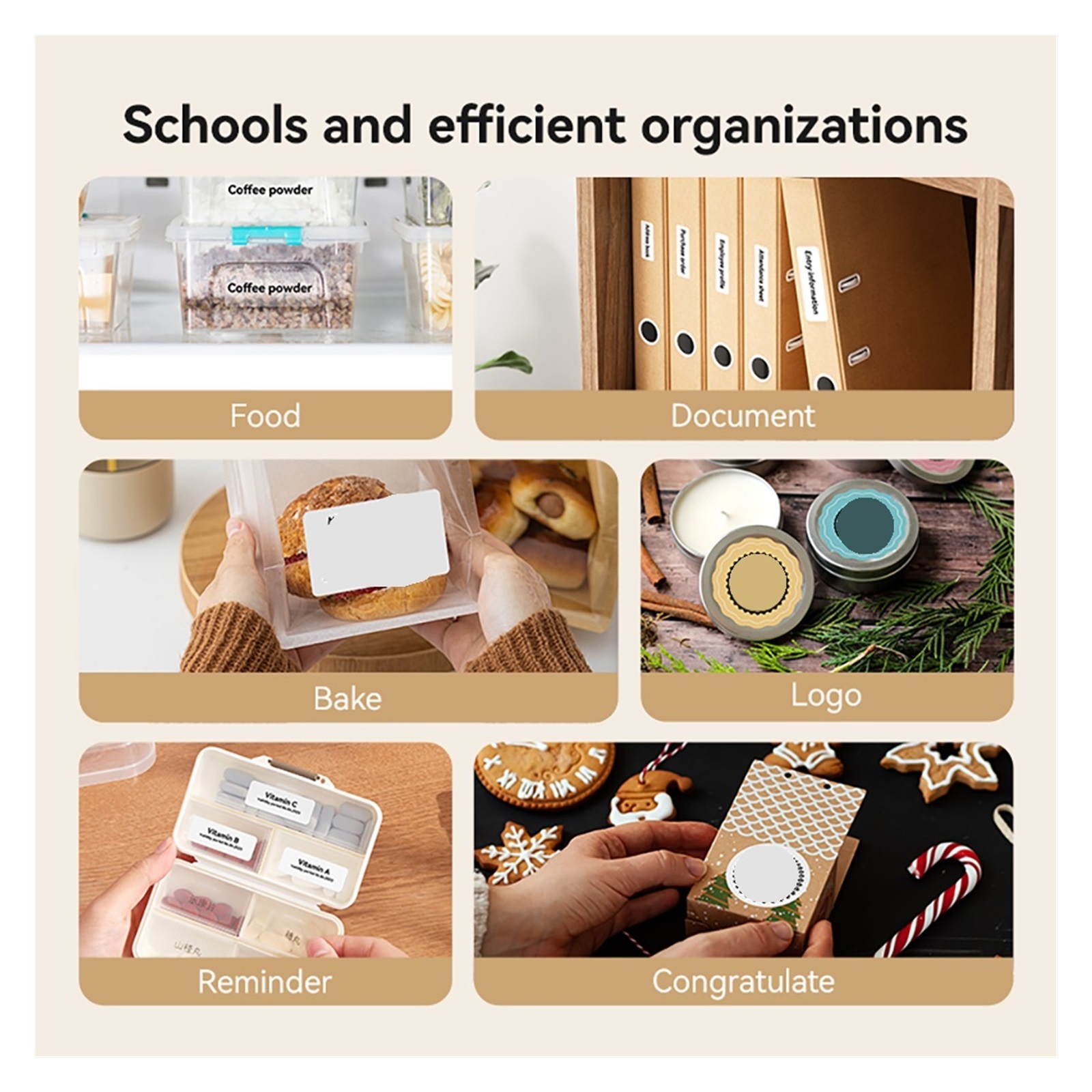 Label Maker Tag Price Portable Thermal Label Printer with White/Transparent/Color/Round Labels