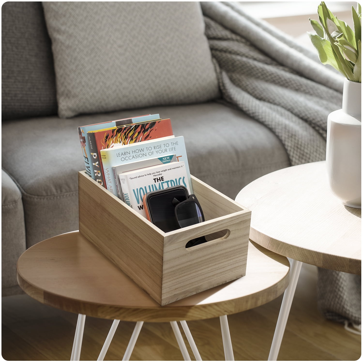 Sorbus Wooden Box for Pantry Cabinet Organizer, Natural, 3 Count