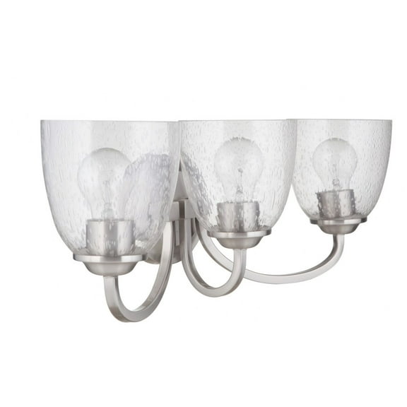 CRAFTMADE Serene 22.63 in. 3-Light Brushed Polished Nickel Vanity Light with Seeded Glass