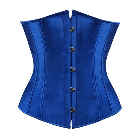 Luxalzxs Womens Satin Underbust Corset Bustier Waist Training Cincher Plus Size Strong Boned Corsets Bride Corset for Wedding Dress