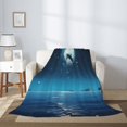 thumbnail image 2 of Rateoe Night Sky Moon Dolphin Pattern Flannel Throw Blanket, Ultra-soft Blanket for Bed, Couch, Car, Hypoallergenic Anti-pilling blanket-40"x30"(Vertical), 2 of 6