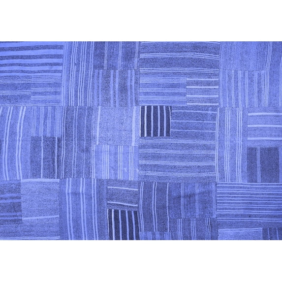 Ahgly Company Indoor Rectangle Abstract Blue Contemporary Area Rugs, 7' x 10'