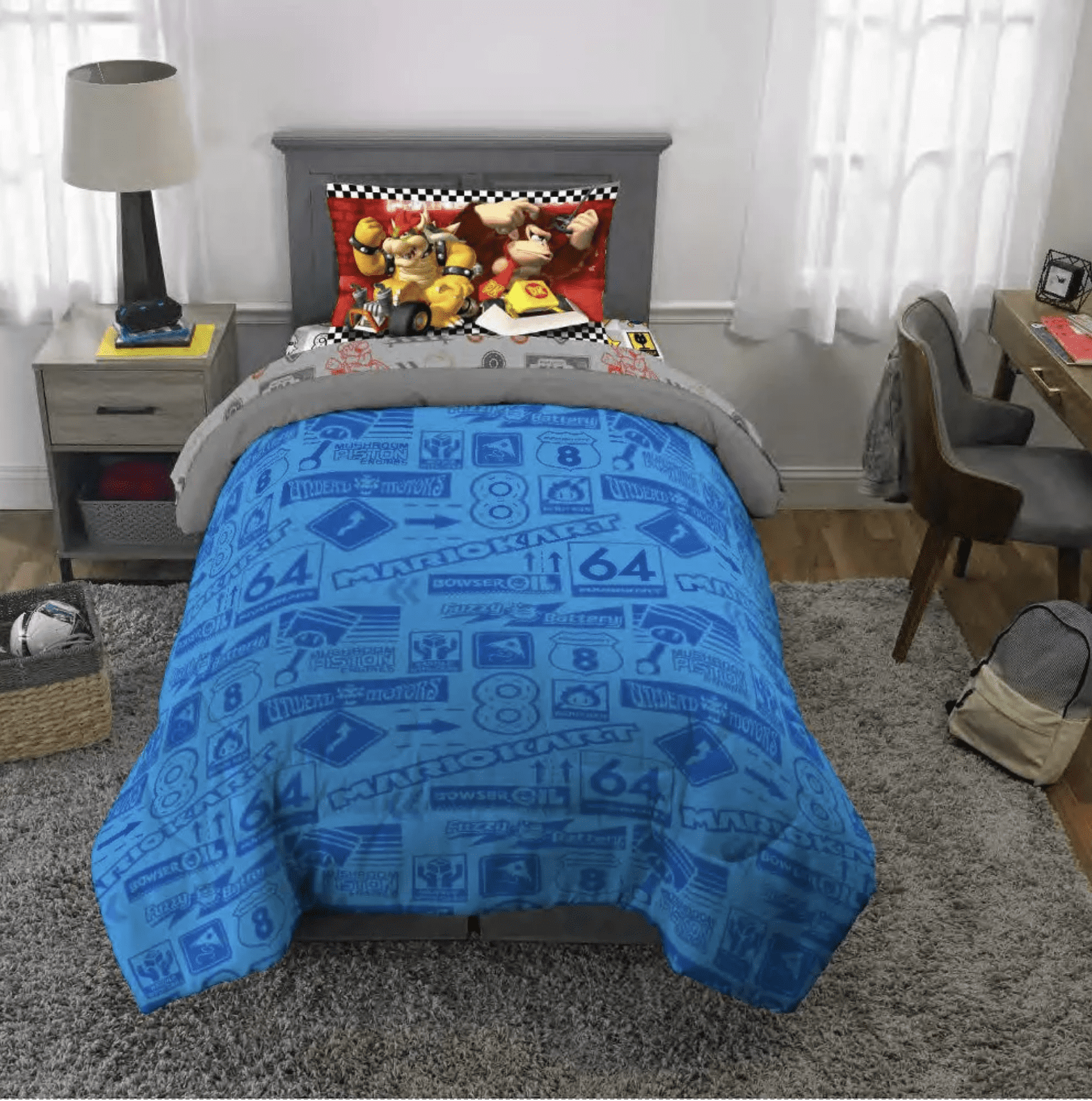Franco Kids Super Mario Soft Twin Size Comforter, 64" W x 86" L