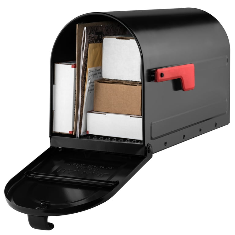 MB2 Post Mount Mailbox Black with Red Flag MB2 Post Mount Mailbox Black with Red Flag
