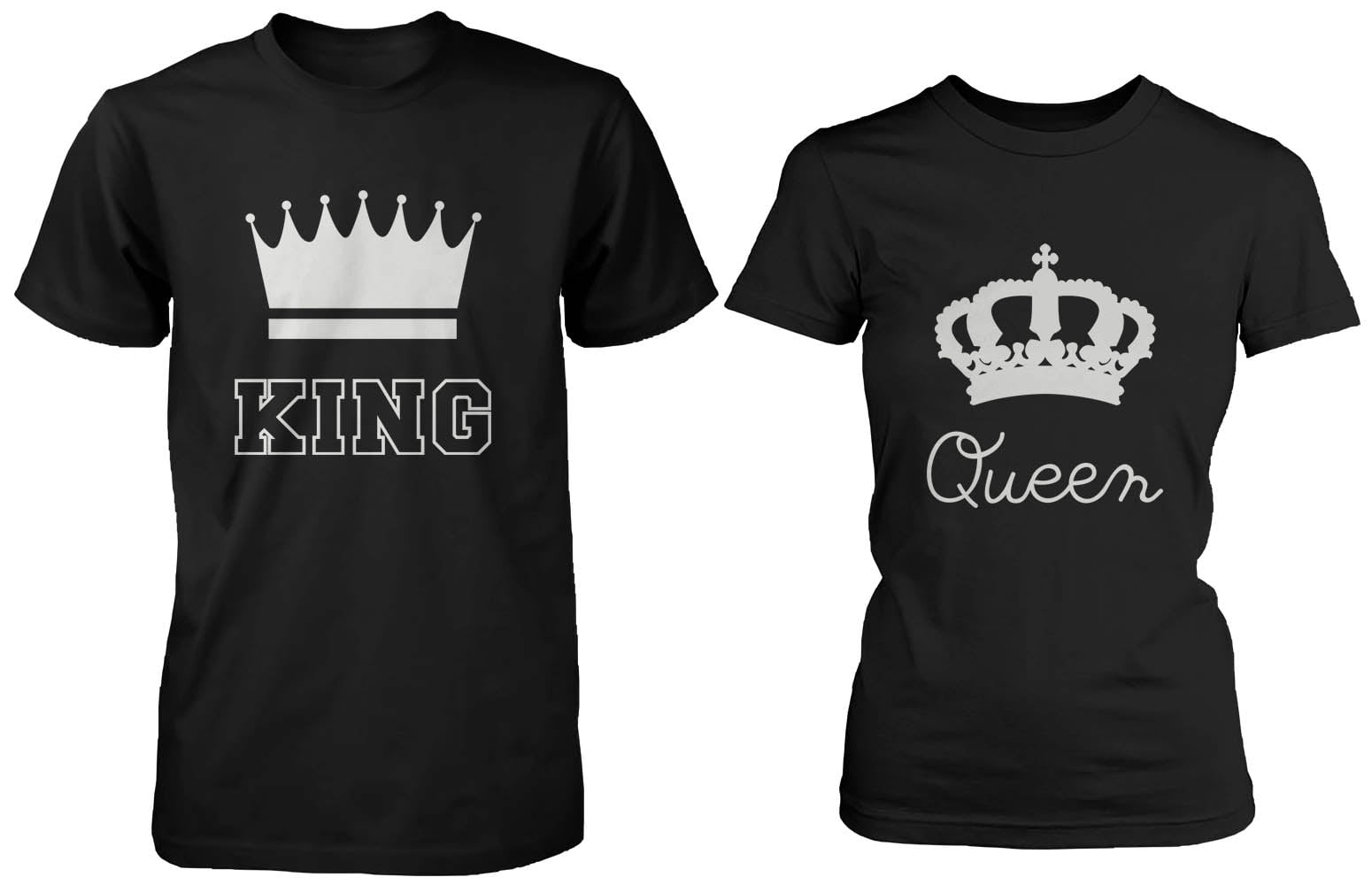 King and Queen Matching Couple Shirts Outfits His and Hers T-Shirts