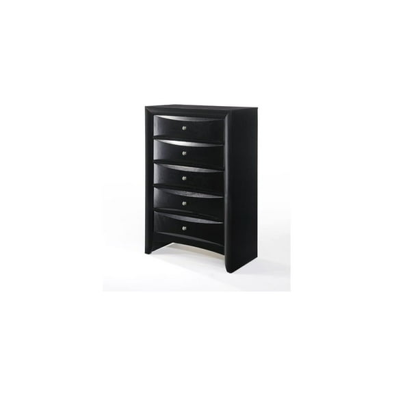 Black Chest of Drawers - 5 Drawer Storage Unit - 32" Wide Bedroom Dresser - Timeless Design