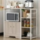 thumbnail image 5 of Estantes organizadores de cocina, aparador de 3 niveles, soporte para microondas con 5 ganchos para comedor, gabinete de café, Estante con Gabinete, Estante de almacenamiento para sala de estar, 5 of 6