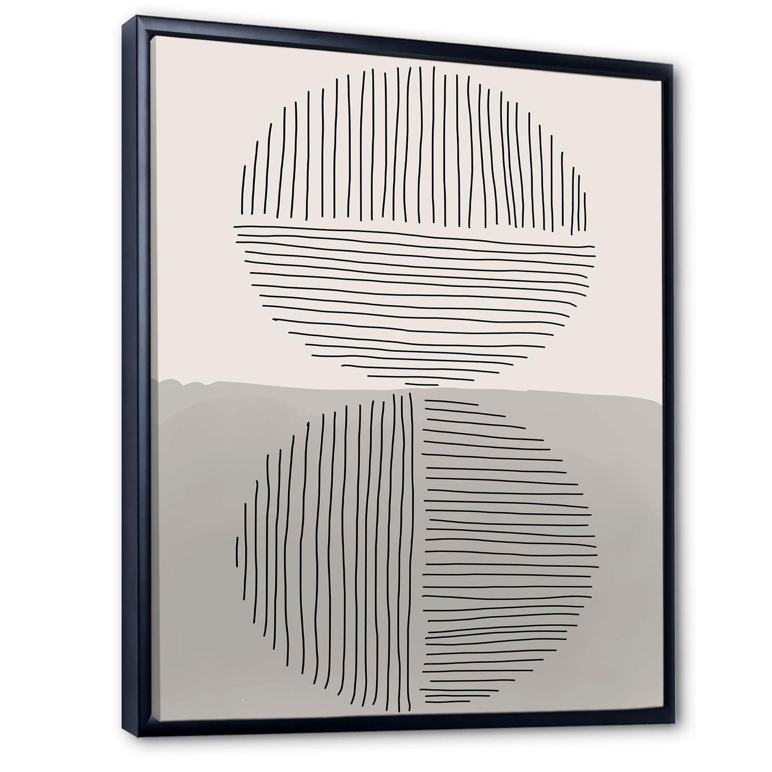 Designart Lignes géométriques minimales et cercle VI ART MURAL À CADRE FLOTTÉ