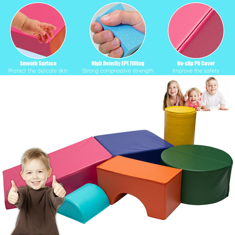 Dkelincs 5-Piece Set Nugget Couch Kids Foam Blocks, Baby Climb and Crawl  Activity Play Set for Toddlers 1-3, Indoor Soft Play Equipment 