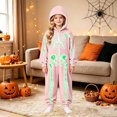 thumbnail image 3 of Ticikt Kids Skeleton Hooded Onesie, Fleece Zip‑Up Halloween Cosplay Costume Warm Loungewear One‑Piece Sleep Jumpsuit,13-14 Years, 3 of 4