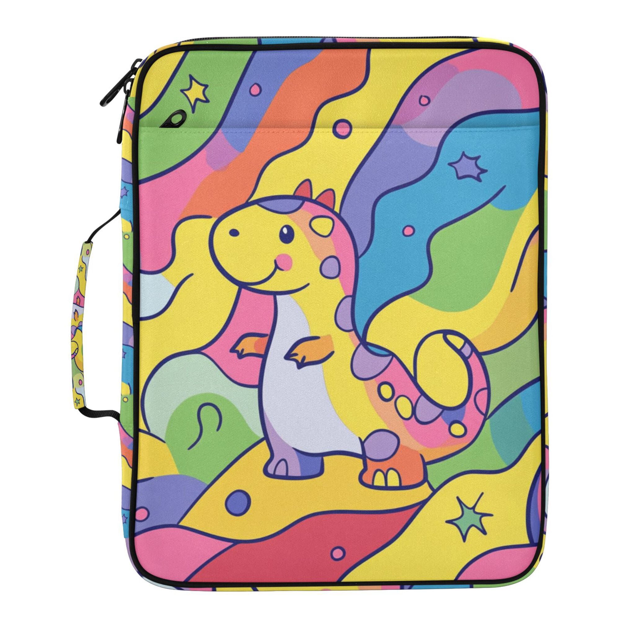 FORMRS Accordion File Folder A4 Size 7-Pocket Expanding Document Organizer Bag with 3 Ring Binder, Vibrant Dinosaur