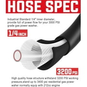 YAMATIC Pressure Washer Hose 3200 PSI 1/4 50 ft Kink Resistant Replacement M22-14mm Brass Thread
