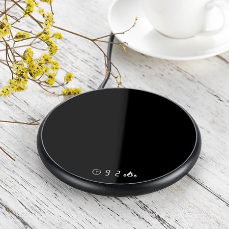 

Heating Coaster Coffee Mug Cup Electric Warmer Beverage with Timer 2 Temperatures Settings For Water Black