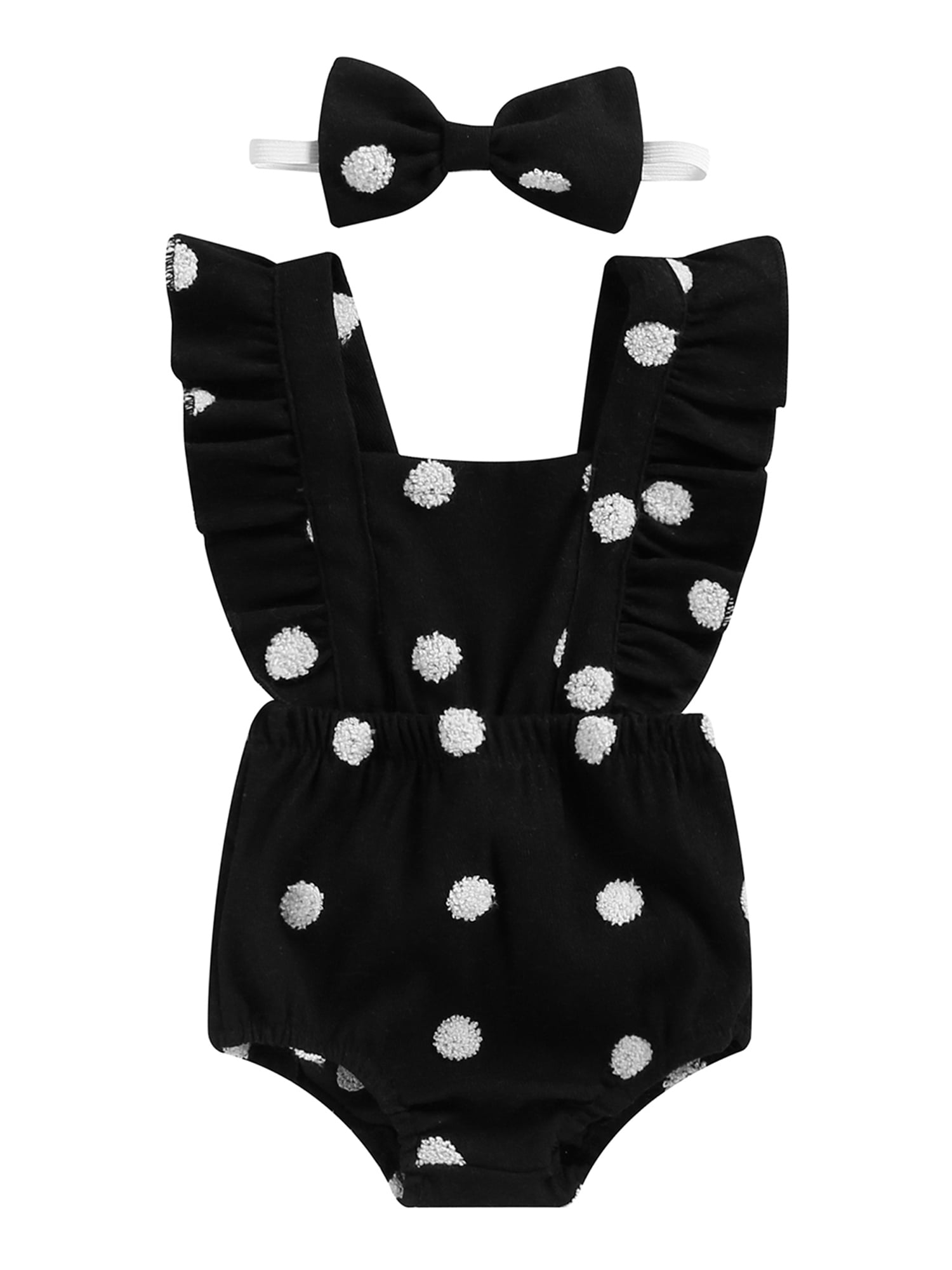 Ma&Baby Newborn Baby Girls Romper Summer Ruffle Sleeve Dot Print Infant Girls Jumpsuit