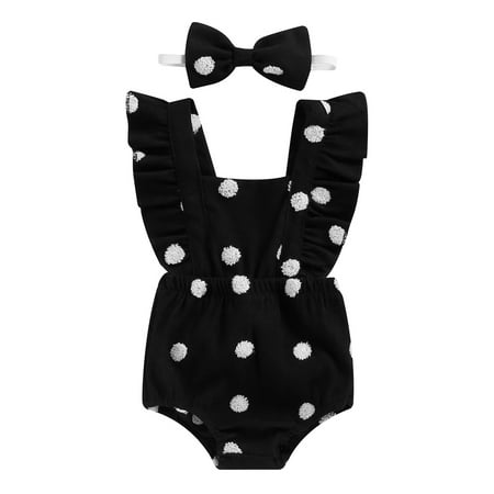 

Ma&Baby Newborn Baby Girls Romper Summer Ruffle Sleeve Dot Print Infant Girls Jumpsuit