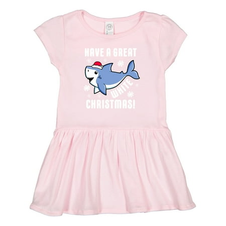 

Inktastic Have a Great White Christmas with Shark and Snowflakes Humor Parody Gift Toddler Girl Dress