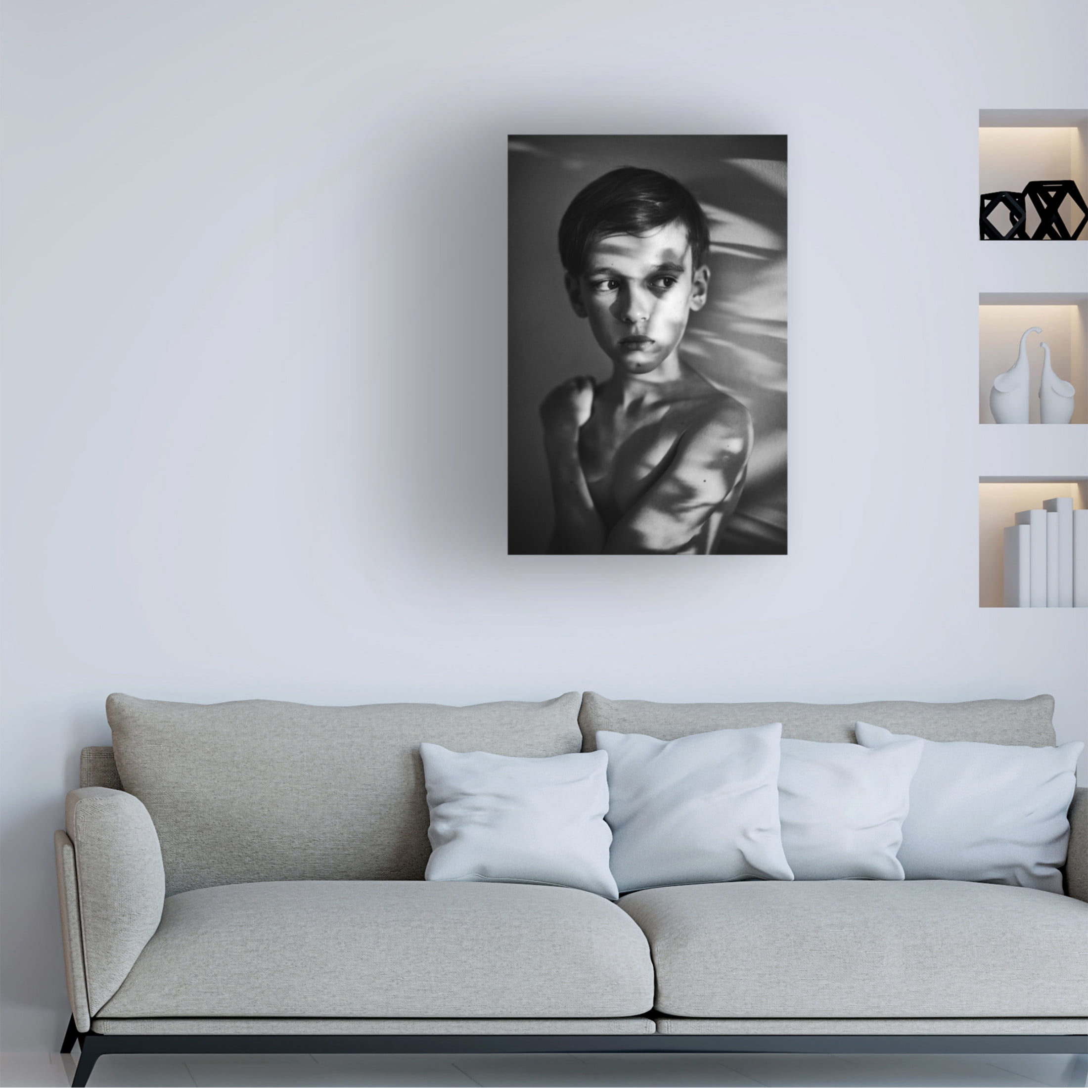 Canvas Wall Art - Monika Strzelecka 'Portrait In Light And Shadows' Wall Art for Living Room, Bedroom, or Office D?cor by Trademark Fine Art - 30 x 47 Inches