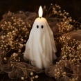 thumbnail image 6 of Halloween Ghost Flameless Taper Candles Battery Operated LED Halloween Dinner Decoration White 5&7 Inch 2PC, 6 of 9