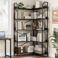 thumbnail image 1 of QinaQin Librero esquinero industrial en forma L, diseño alto de 5 o 7 niveles con estructura metálica para sala o recámara, 1 of 7
