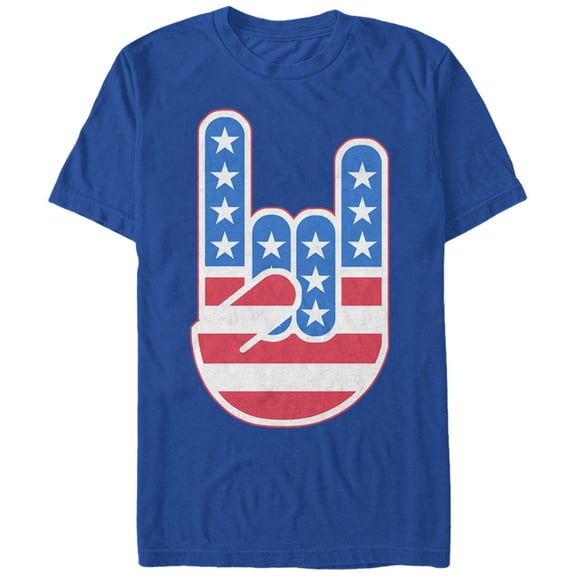 Men's Lost Gods Fourth of July Rock On American Flag Graphic Tee Royal Blue Small