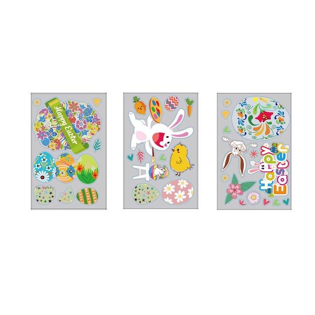 Inteprter Etiqueta engomada de la ventana Dido Huevo de Pascua Ventana estática Paster Animal Festival Decoración Etiqueta de la puerta de vidrio Kits de decoración para fiestas Inteprter HA003573-00