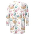 thumbnail image 4 of T-shirt for Women Plus Size 3/4 Sleeve Easter Egg Bunny Print Round Neck Casual T-shirt Purple XXL, 4 of 5
