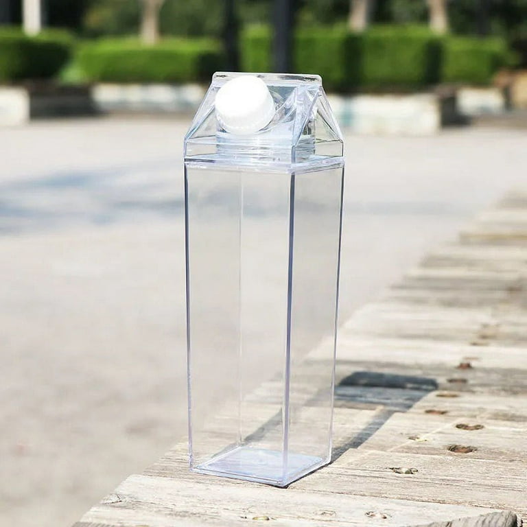 3 Pcs 34 oz Milk Carton Water Bottle Clear Square Milk Bottles Plastic  Coffee Milk Carton Bottle Portable Reusable Milk Carton Cup Leakproof Carton  Shaped Juice Bottle for Outdoor Sports Camping Gym