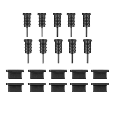 SHISUYAN UKCOCO 10 Pairs USB C Anti Dust Protective Covers Silicone Port Plug Covers (Black)