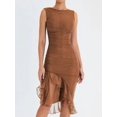 thumbnail image 1 of LS Mozision Elegant Ruffle Ruched Midi Dress For Women Robe Summer New Backless Sleeveless Irregular Club Party Sexy Dress Vestido, 1 of 7