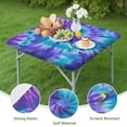 thumbnail image 4 of Purple Blue Tie Dye Spiral Pattern Square Fitted Tablecloth with Elastic Edge,Square Table Cover,Washable Elastic Table Cover for Home Kitchen Party Decor 34"x34", 4 of 6
